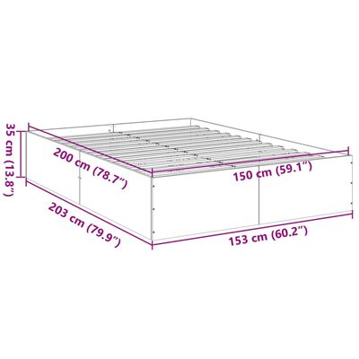 vidaXL Sengeramme brun eik 150x200 cm konstruert tre