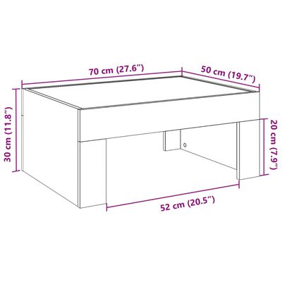 vidaXL Salongbord med Infinity LED sonoma eik 70x50x30 cm