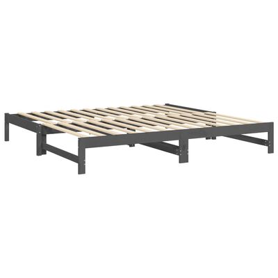 vidaXL Uttrekkbar dagseng grå 2x(100x200) cm heltre furu