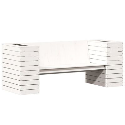 vidaXL Benk med plantekasser hvit 167,5x60x65 cm heltre furu