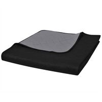 Tosidig vattert sengeteppe svart/grå 170 x 210 cm