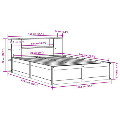 vidaXL Sengeramme uten madrass hvit 150x200 cm heltre furu