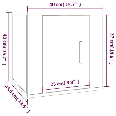 vidaXL Vegghengt TV-benk høyglans hvit 40x34,5x40 cm