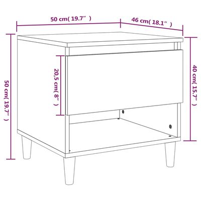 vidaXL Nattbord 2 stk høyglans hvit 50x46x50 cm konstruert tre