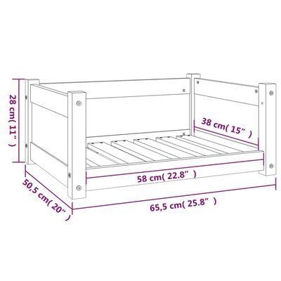 vidaXL Hundeseng honningbrun 65,5x50,5x28 cm heltre furu