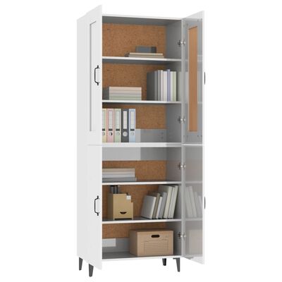 vidaXL Highboard høyglans hvit 70x34x180 cm konstruert tre