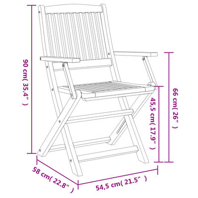 vidaXL Sammenleggbare hagestoler 4 stk 57,5x54,5x90 cm heltre akasie