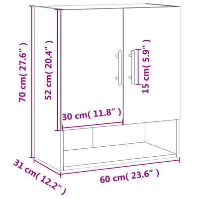 vidaXL Veggskap betonggrå 60x31x70 cm konstruert tre