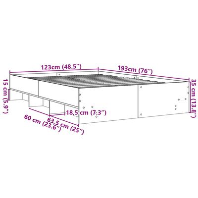 vidaXL Sengeramme hvit 120x190 cm konstruert tre