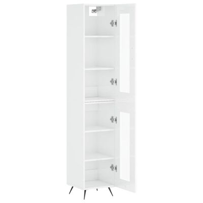 vidaXL Highboard høyglans hvit 34,5x34x180 cm konstruert tre