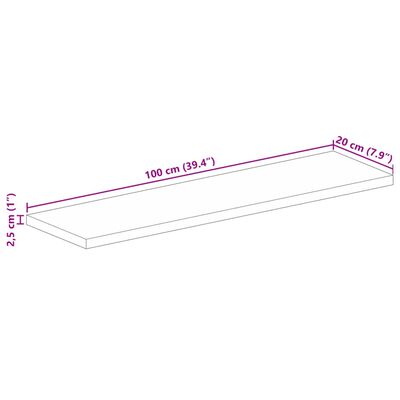 vidaXL Bordplate 100x20x2,5 cm rektangulær gjenvunnet heltre