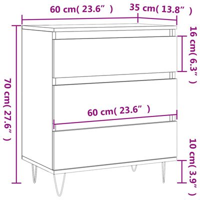 vidaXL Skjenk grå sonoma 60x35x70 cm konstruert tre