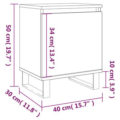vidaXL Nattbord 2 stk grå sonoma 40x30x50 cm konstruert tre