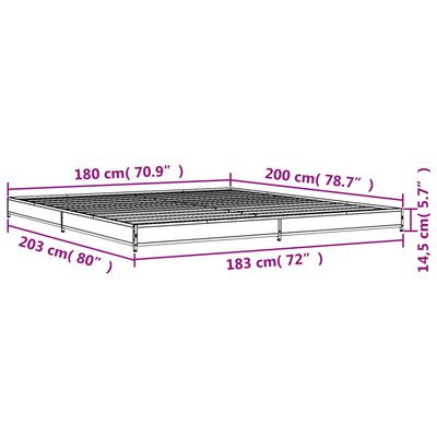 vidaXL Sengeramme brun eik 180x200 cm konstruert tre og metall