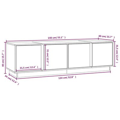 vidaXL TV-benk svart 140x40x40 cm heltre furu