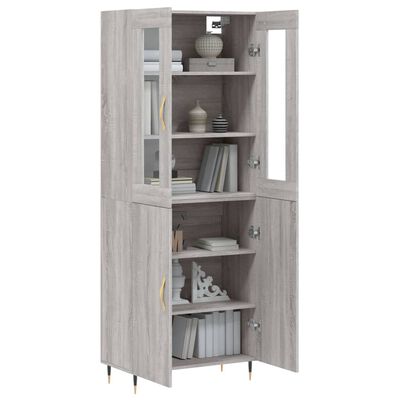 vidaXL Highboard grå sonoma 69,5x34x180 cm konstruert tre