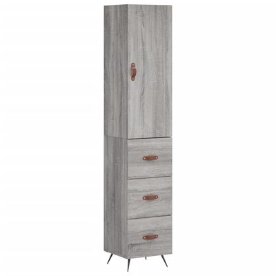 vidaXL Highboard grå sonoma 34,5x34x180 cm konstruert tre