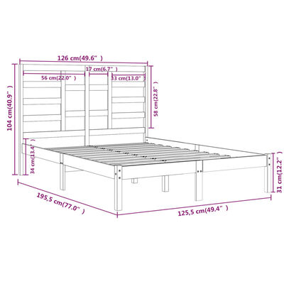 vidaXL Sengeramme hvit heltre 120x190 cm Small Double