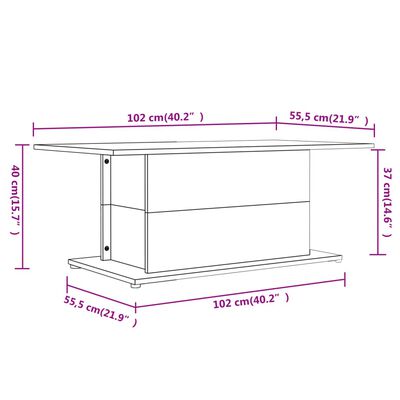 vidaXL Salongbord grå sonoma 102x55,5x40 cm konstruert tre