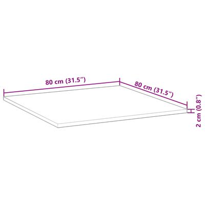 vidaXL Bordplate firkantet 80x80x2 cm heltre akasie