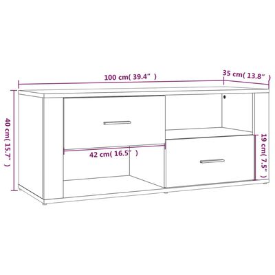 vidaXL TV-benk røkt eik 100x35x40 cm konstruert tre