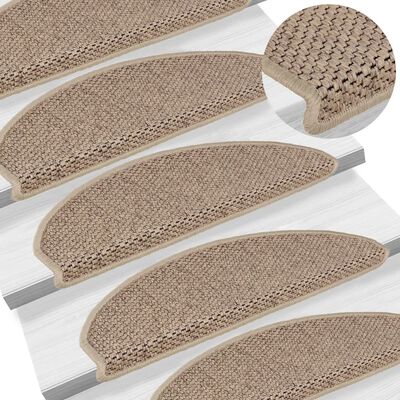 vidaXL Selvklebende trappematter sisal-utseende 15 stk 65x21x4 cm sand