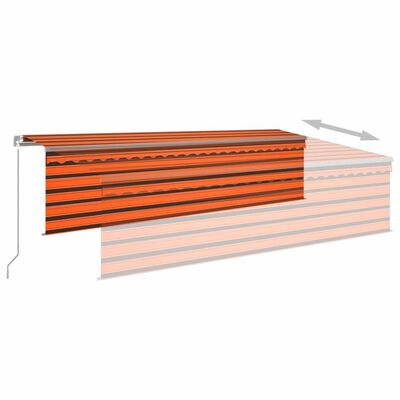 vidaXL Manuell uttrekkbar markise rullegardin & LED 5x3m oransje brun