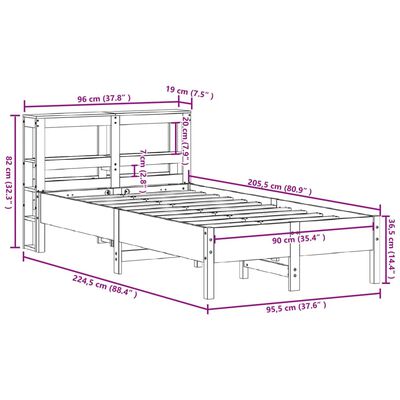 vidaXL Sengeramme uten madrass hvit 90x200 cm heltre furu