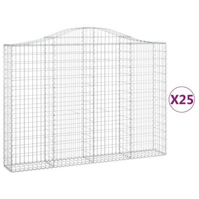 vidaXL Gabionkurver buede 25 stk 200x30x140/160 cm galvanisert jern