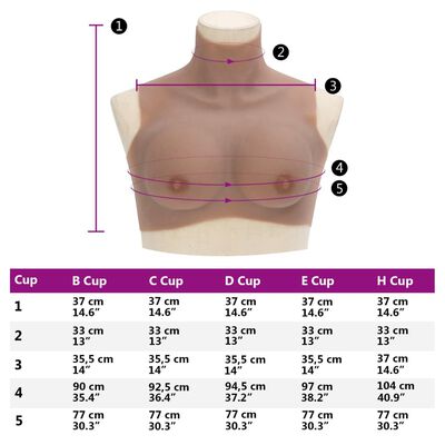 vidaXL Silikonbryst lysebrun B-cup