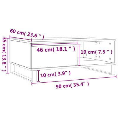 vidaXL Salongbord grå sonoma 90x60x35 cm konstruert tre