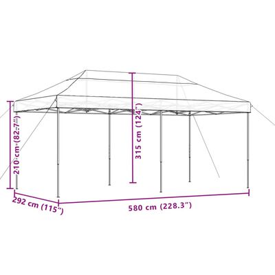 vidaXL Sammenleggbart partytelt pop-up beige 580x292x315 cm