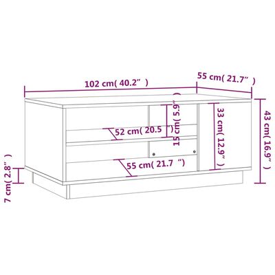 vidaXL Salongbord svart 102x55x43 cm konstruert tre