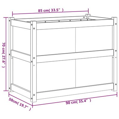 vidaXL Hageplantekasse hvit 90x50x70 cm heltre furu