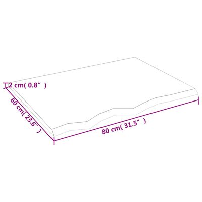 vidaXL Benkeplate til bad mørkebrun 80x60x2 cm behandlet heltre