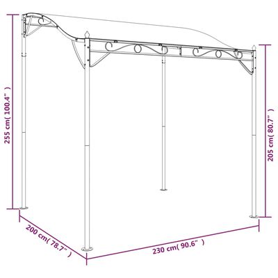 vidaXL Baldakin kremhvit 2x2,3 m 180 g/m² stoff og stål