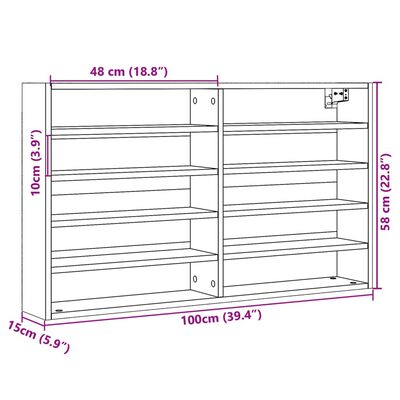 vidaXL Vitrineskap betonggrå 100x15x58 cm konstruert tre