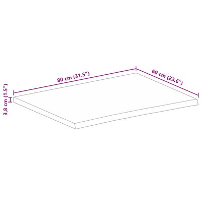 vidaXL Bordplate naturlig kant 80x60x3,8 cm heltre mango