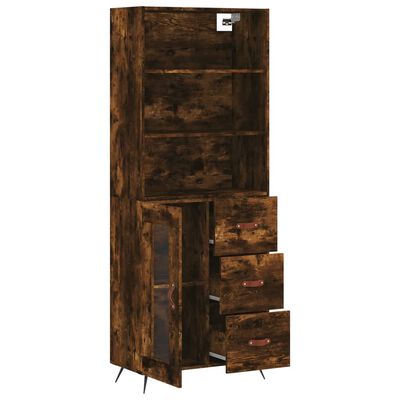 vidaXL Highboard røkt eik 69,5x34x180 cm konstruert tre