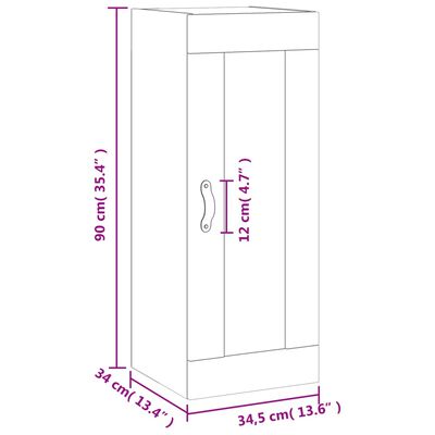 vidaXL Veggskap sonoma eik 34,5x34x90 cm