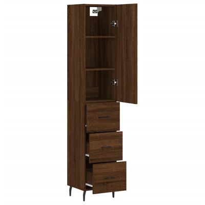 vidaXL Highboard brun eik 34,5x34x180 cm konstruert tre