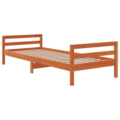 vidaXL Sengeramme uten madrass voksbrun 75x190 cm heltre furu