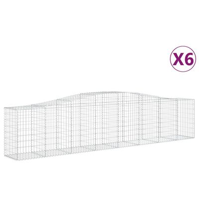 vidaXL Gabionkurver buede 6 stk 400x50x80/100 cm galvanisert jern