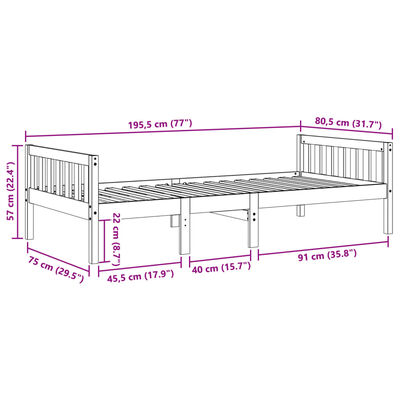 vidaXL Barneseng uten madrass hvit 75x190 cm heltre furu