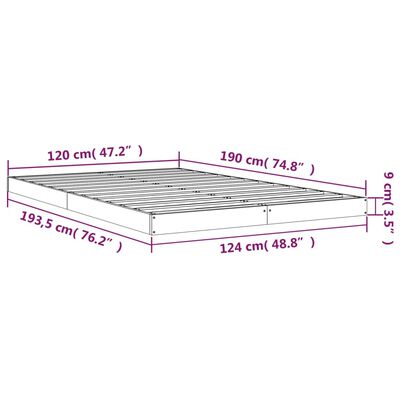 vidaXL Sengeramme hvit 120x190 cm 4FT Small Double heltre furu