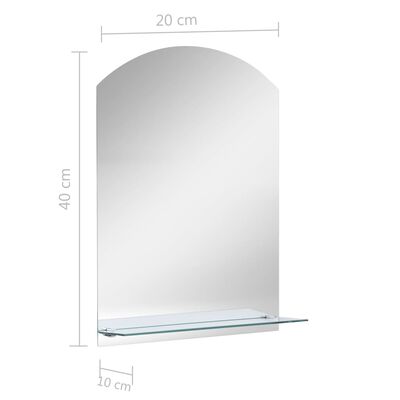 vidaXL Veggspeil med hylle 20x40 cm herdet glass