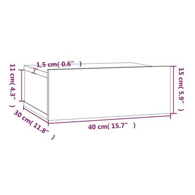 vidaXL Flytende nattbord 2 stk grå sonoma 40x30x15 cm konstruert tre