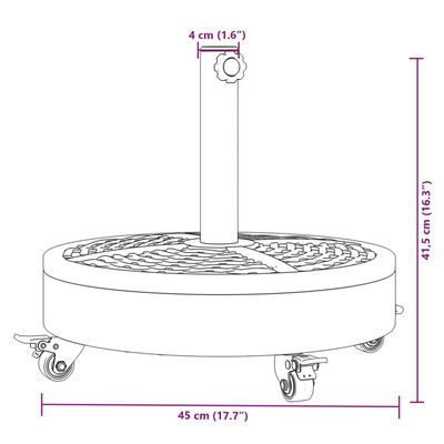 vidaXL Parasollfot med hjul for Ø38 / 48 mm stenger 27 kg rund