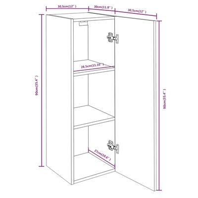 vidaXL TV-benk brun eik 30,5x30x90 cm konstruert tre