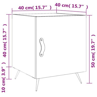 vidaXL Nattbord 2 stk hvit 40x40x50 cm konstruert tre